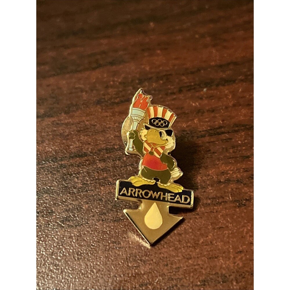 1984 Los Angeles Olympics Arrowhead Water Sponsor Sam Eagle Mascot Lapel Hat Pin